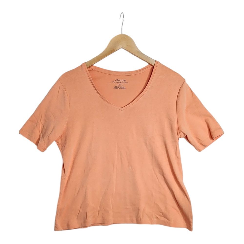 Chico's Short Sleeve V-neck Shirt size 1 (Medium)‎ Orange